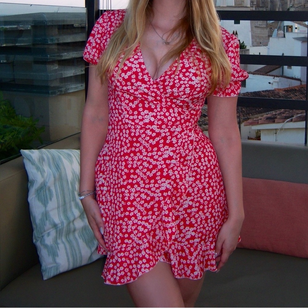 Floral Red Dress